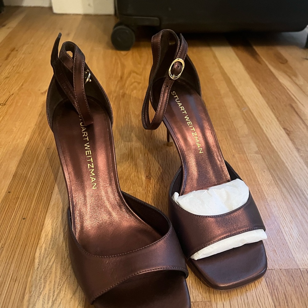 Stuart Weitzman Nudista 75mm metallic Brown heels